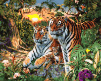 Картины по номерам Семья тигров