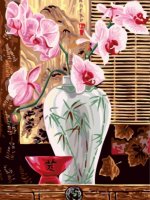 Картина по номерам Розовые орхидеи в вазе