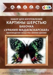 Набор для создания картины из шерсти Бабочка &quot;Урания Мадагаскарская&quot; 20x30 