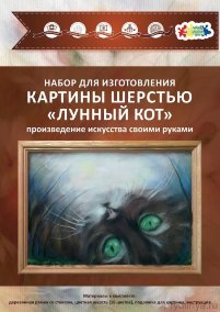 Набор для создания картины из шерсти Лунный кот 20x30 