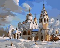Картина по номерам Зимняя церковь 40x50 см
